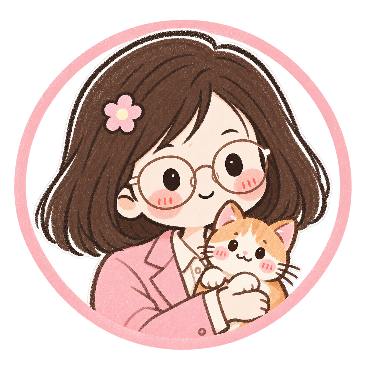 正装抱猫圆形 Logo